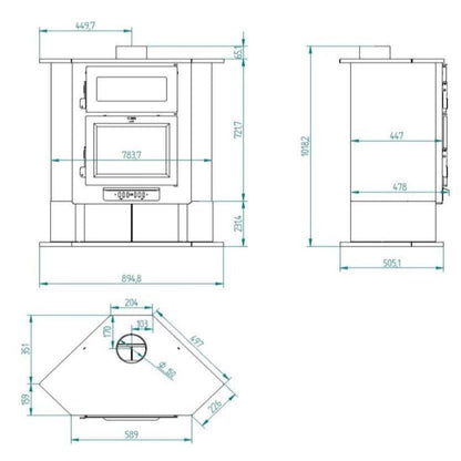 Estufa de leña con horno para esquina CH-5 H