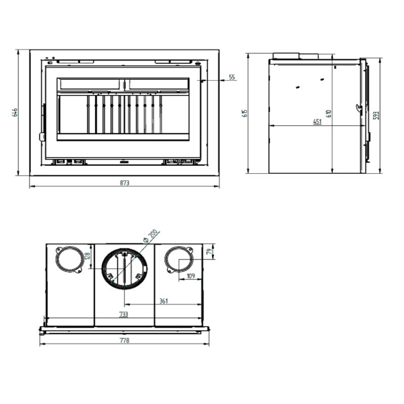 Estufa de leña insertable FM IT-180 F