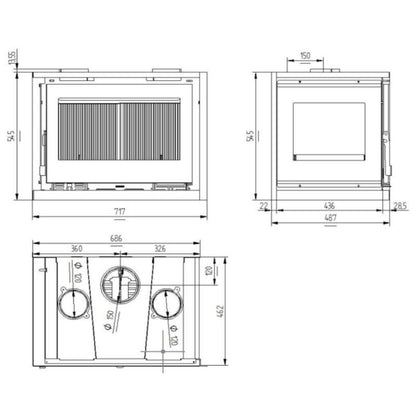 Estufa de leña insertable IT-172 D FM